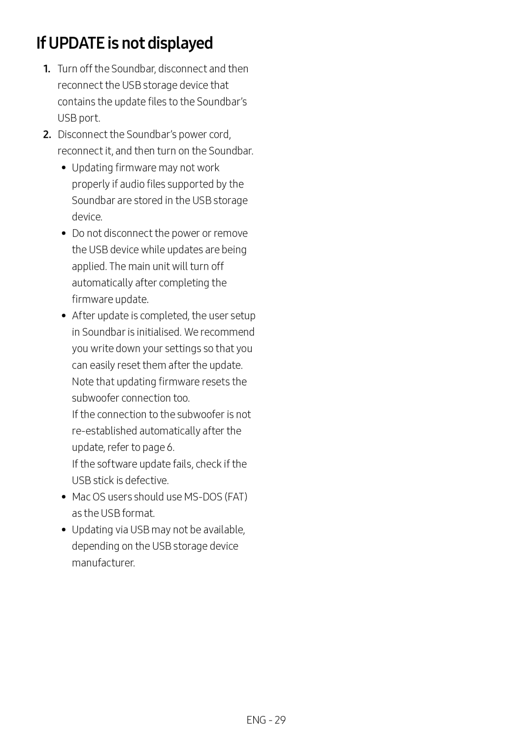 Samsung HW-M4500/XV manual If Update is not displayed, USB port 