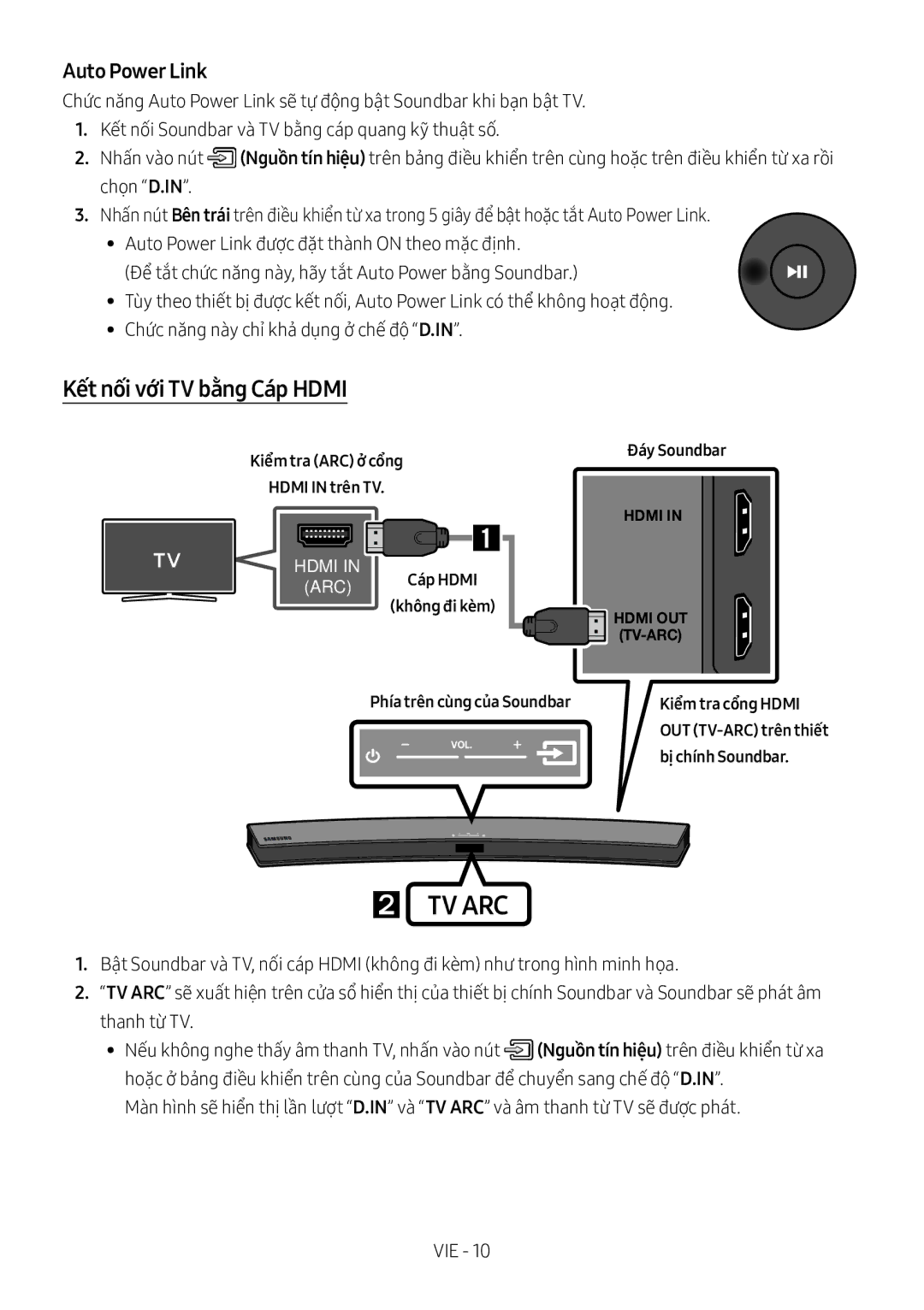 Samsung HW-M4500/XV manual Kết nối với TV bằng Cáp Hdmi, Kiểm tra ARC ở̉ cổng Hdmi in trên TV 