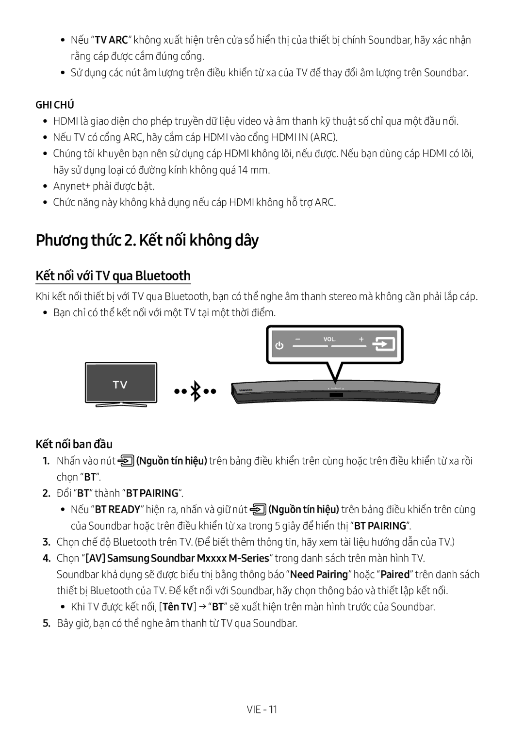 Samsung HW-M4500/XV manual Phương thức 2. Kết nối không dây, Kết nối với TV qua Bluetooth, Kết nối ban đầu 