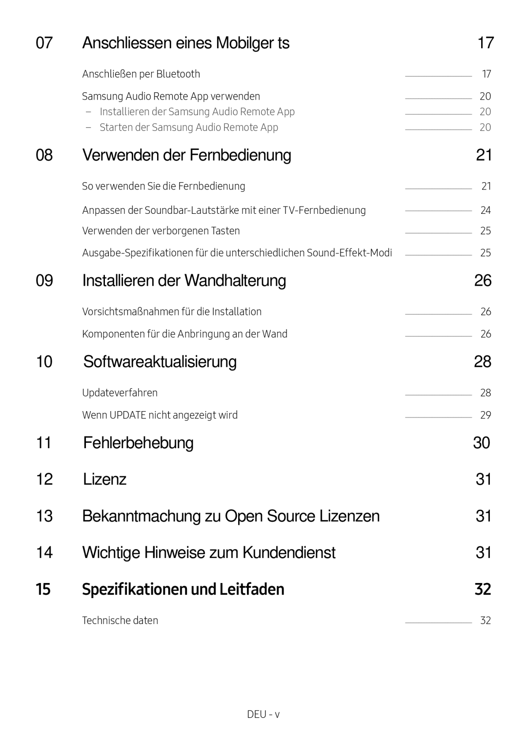 Samsung HW-M4500/ZF manual Anschliessen eines Mobilgeräts, Verwenden der Fernbedienung, Installieren der Wandhalterung 