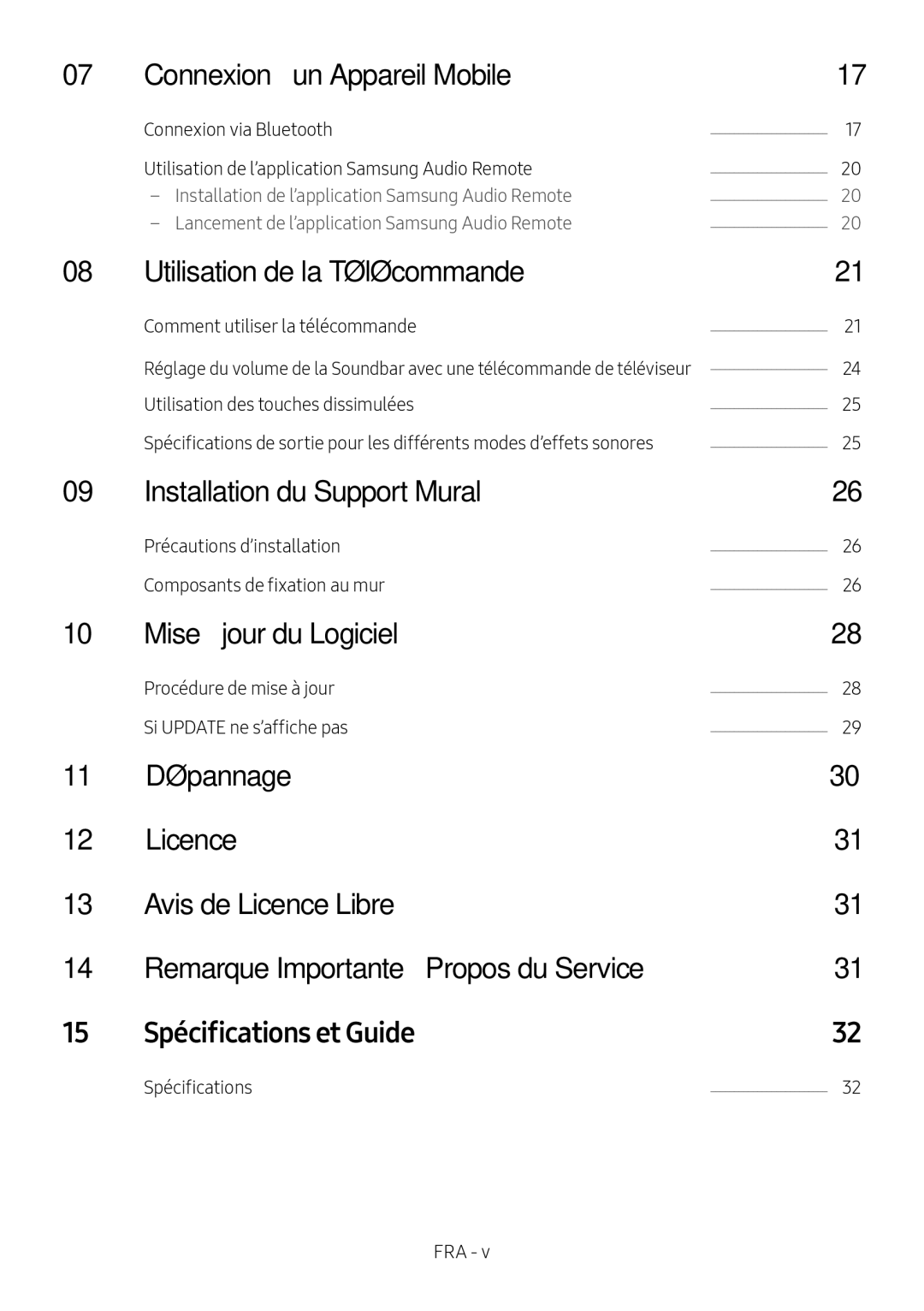 Samsung HW-M4501/EN manual Connexion à un Appareil Mobile, Utilisation de la Télécommande, Installation du Support Mural 