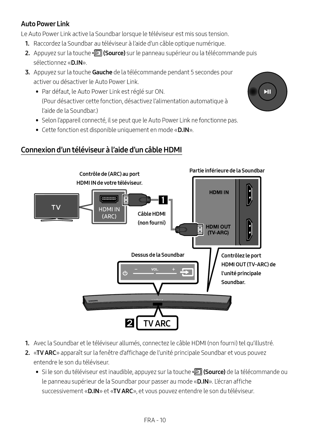 Samsung HW-M4510/XE, HW-M4500/ZG, HW-M4500/EN, HW-M4500/ZF, HW-M4501/ZF Connexion d’un téléviseur à l’aide d’un câble Hdmi 