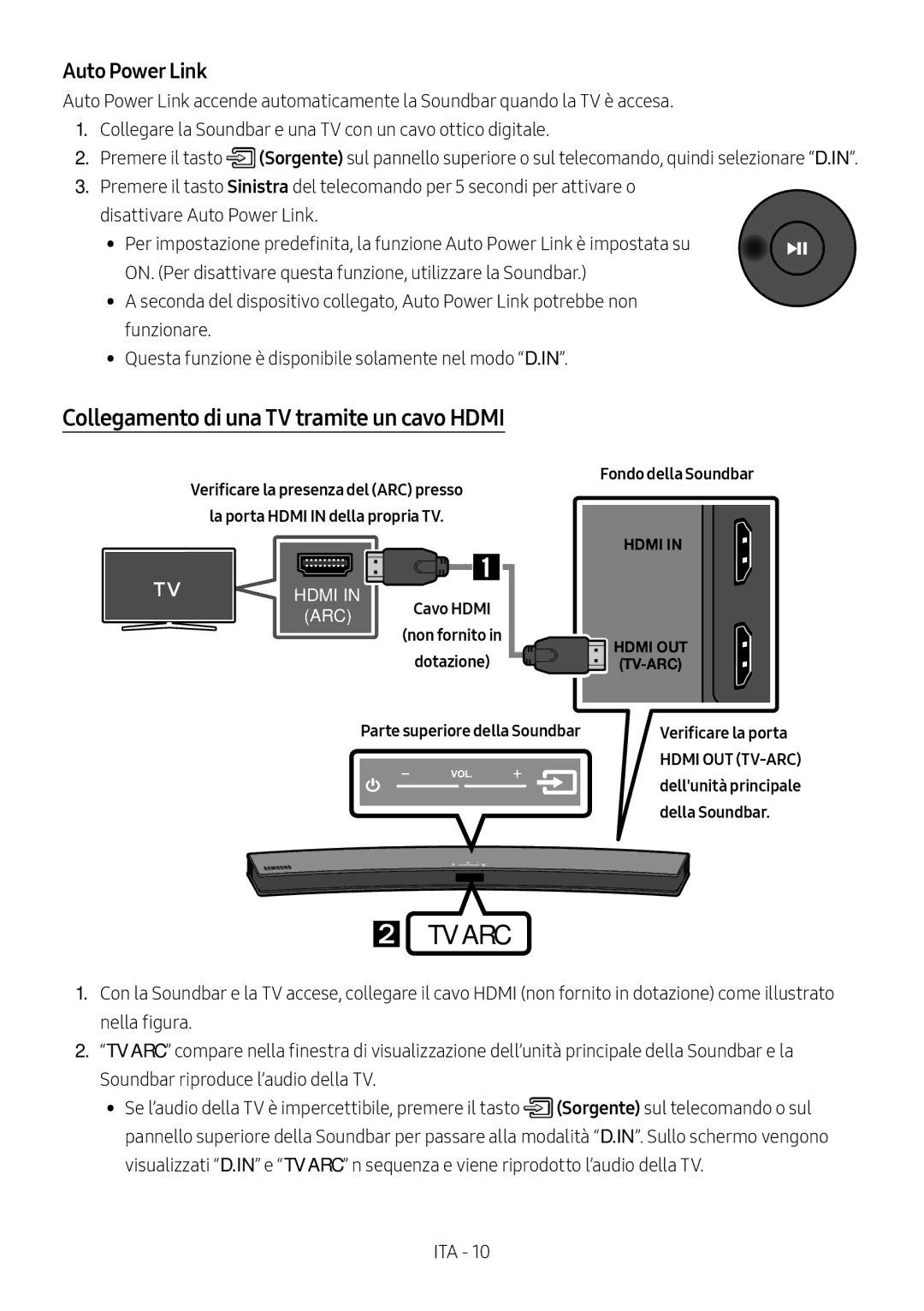 Samsung HW-M4500/ZF, HW-M4500/ZG manual Collegamento di una TV tramite un cavo Hdmi, Fondo della Soundbar, Della Soundbar 