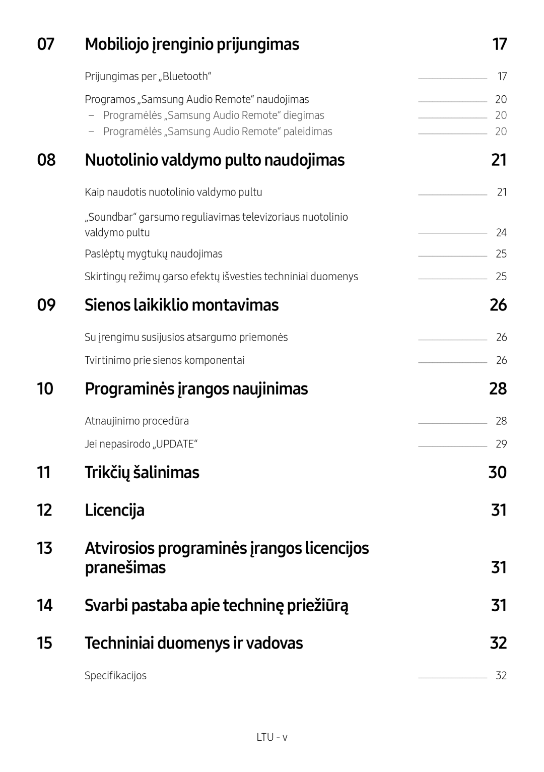 Samsung HW-M4500/ZF Mobiliojo įrenginio prijungimas, Nuotolinio valdymo pulto naudojimas, Sienos laikiklio montavimas 