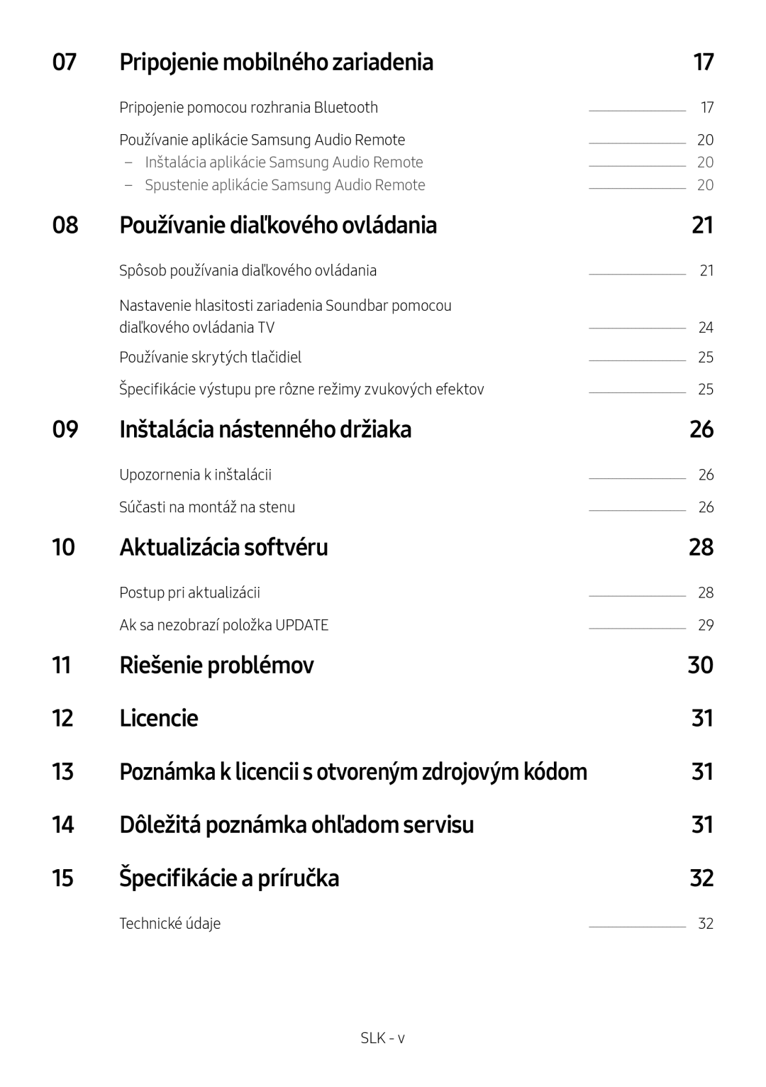 Samsung HW-M4510/XE manual Pripojenie mobilného zariadenia, Používanie diaľkového ovládania, Inštalácia nástenného držiaka 