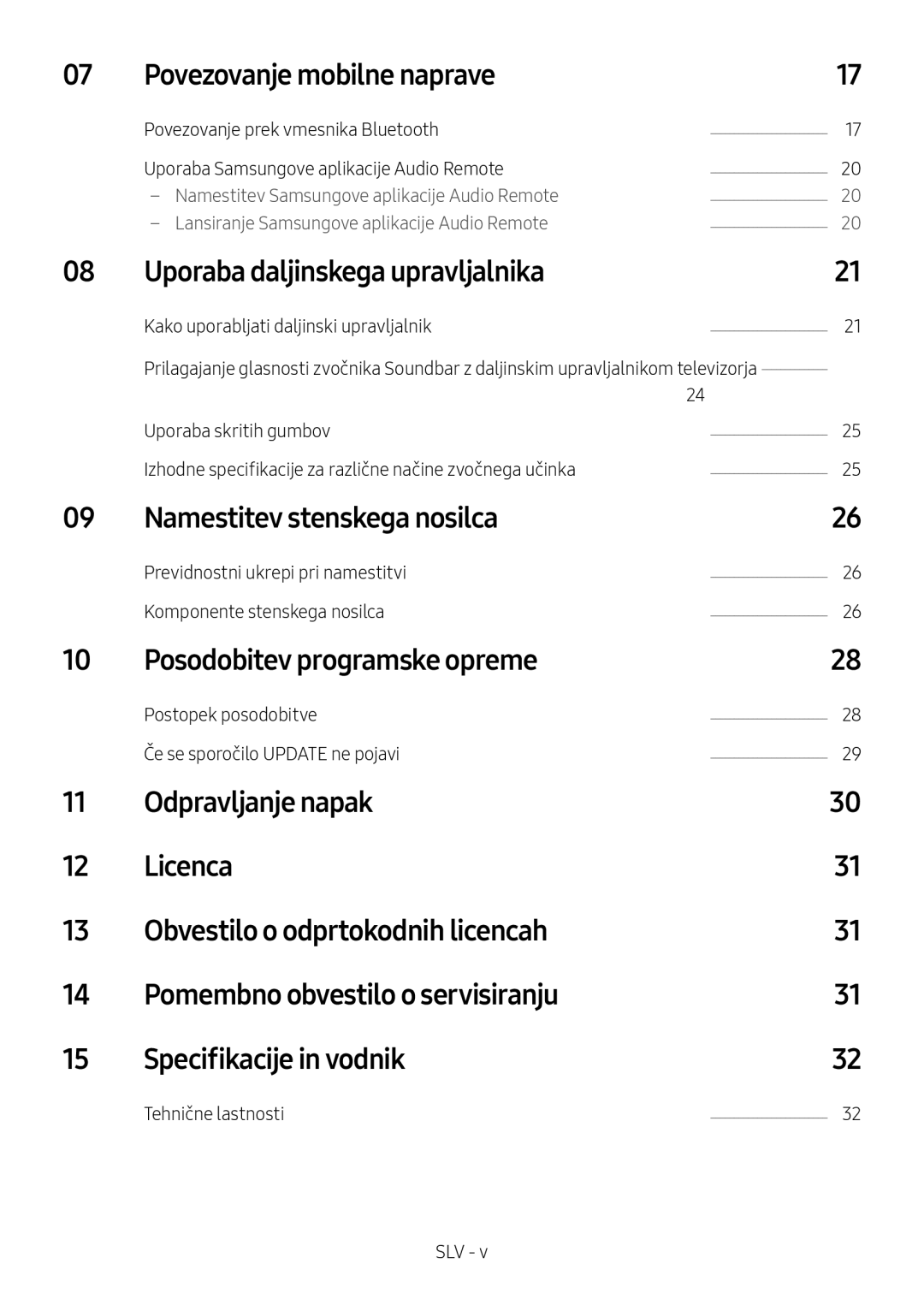 Samsung HW-M4500/ZG manual Povezovanje mobilne naprave, Uporaba daljinskega upravljalnika, Namestitev stenskega nosilca 