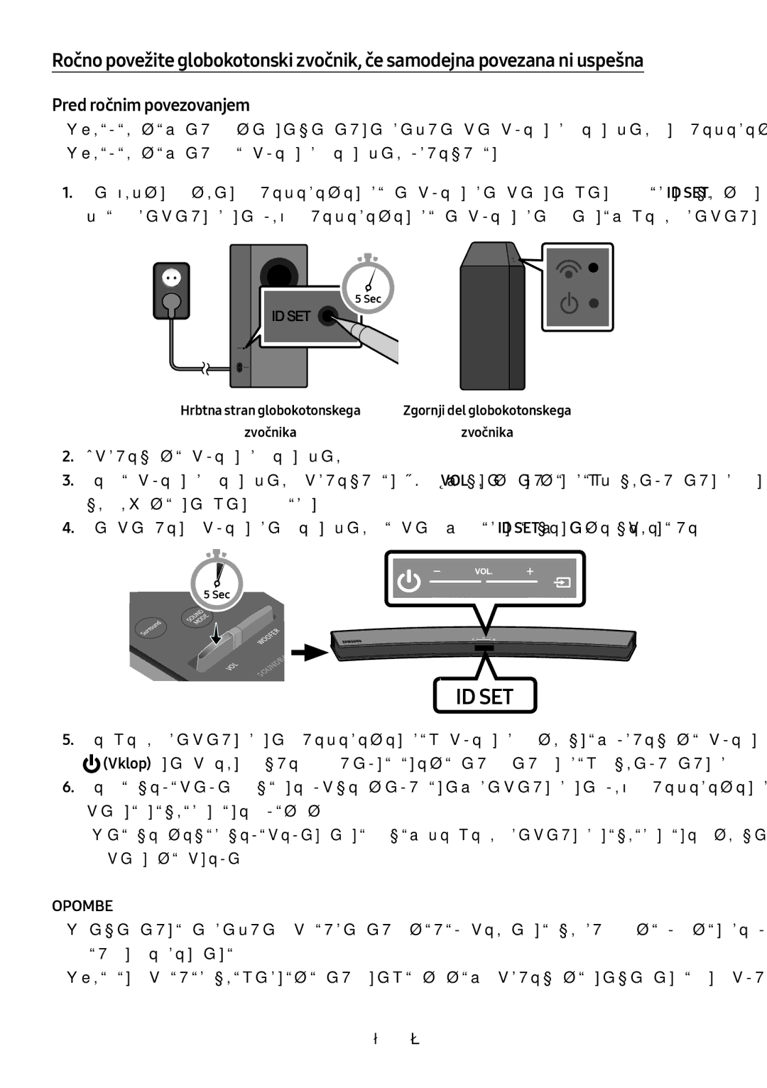 Samsung HW-M4510/XE, HW-M4500/ZG, HW-M4500/EN, HW-M4500/ZF manual Opombe, Hrbtna stran globokotonskega, Zvočnikazvočnika 