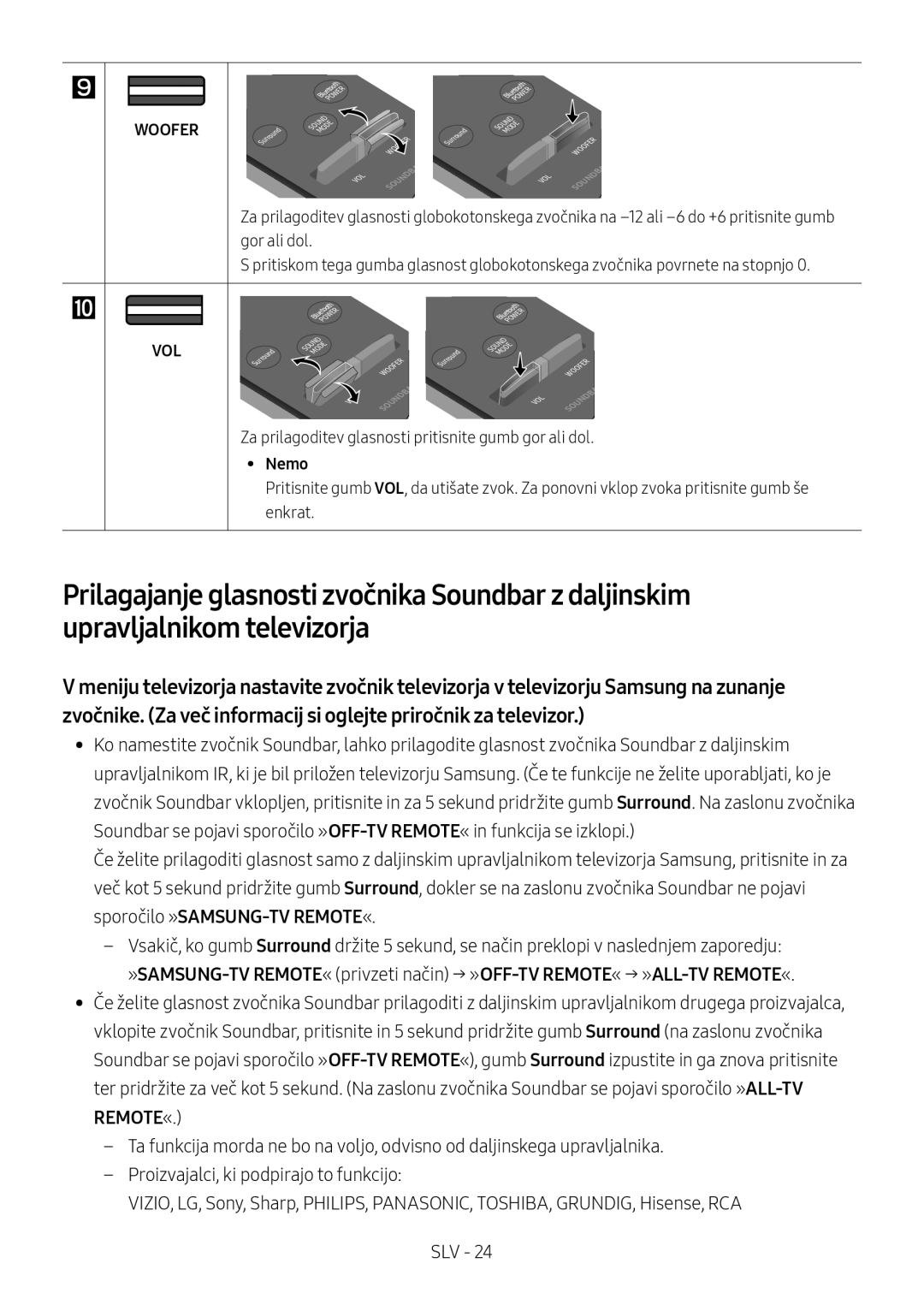 Samsung HW-M4500/ZF, HW-M4500/ZG, HW-M4500/EN, HW-M4501/ZF manual Za prilagoditev glasnosti pritisnite gumb gor ali dol, Nemo 