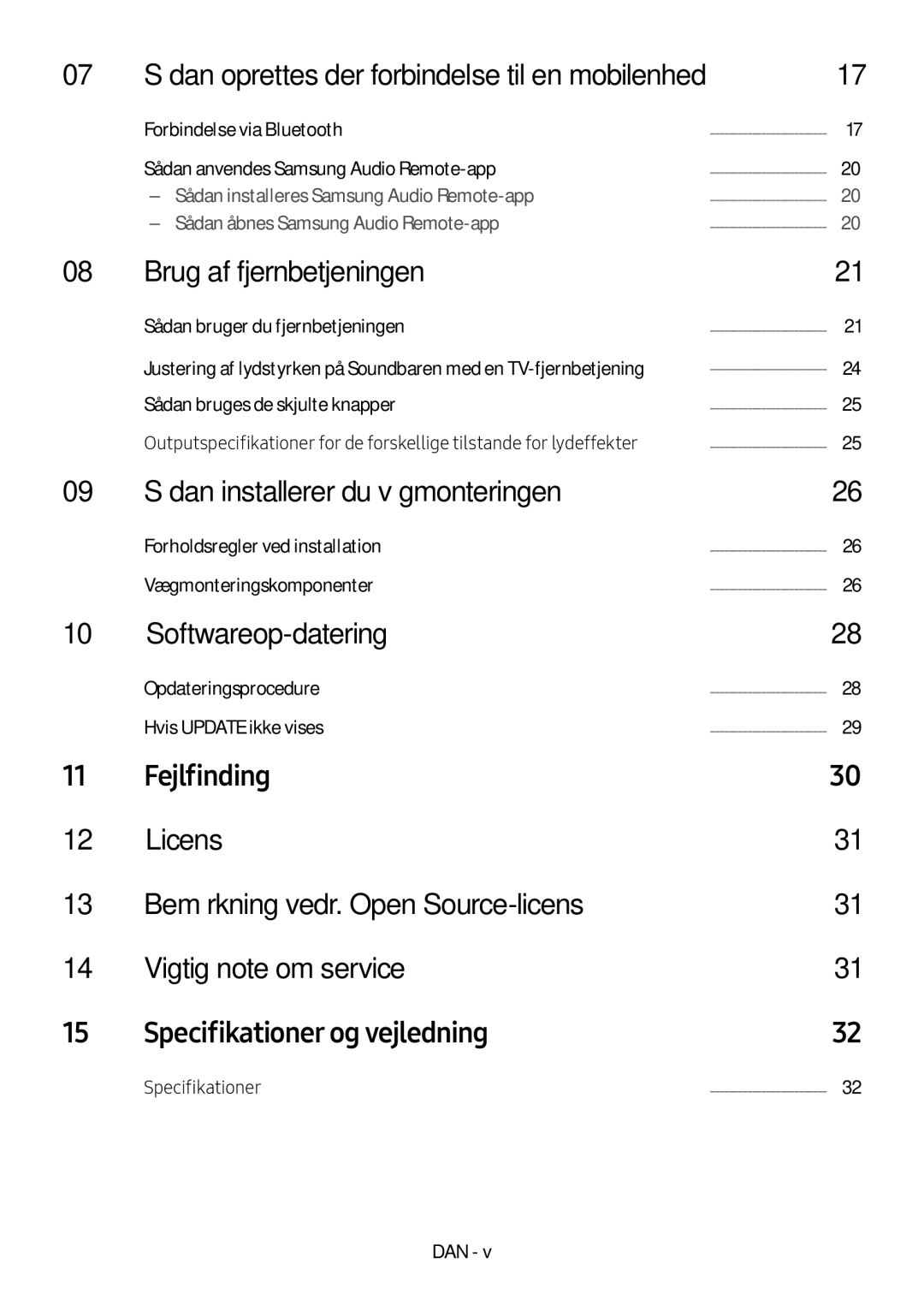 Samsung HW-M4510/XE manual Sådan oprettes der forbindelse til en mobilenhed, Brug af fjernbetjeningen, Softwareop-datering 