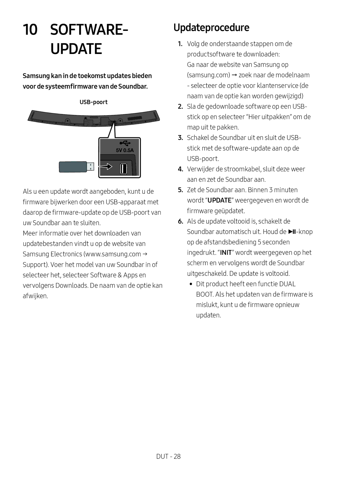 Samsung HW-M4510/XE Updateprocedure, Voor de systeemfirmware van de Soundbar, Samsung kan in de toekomst updates bieden 