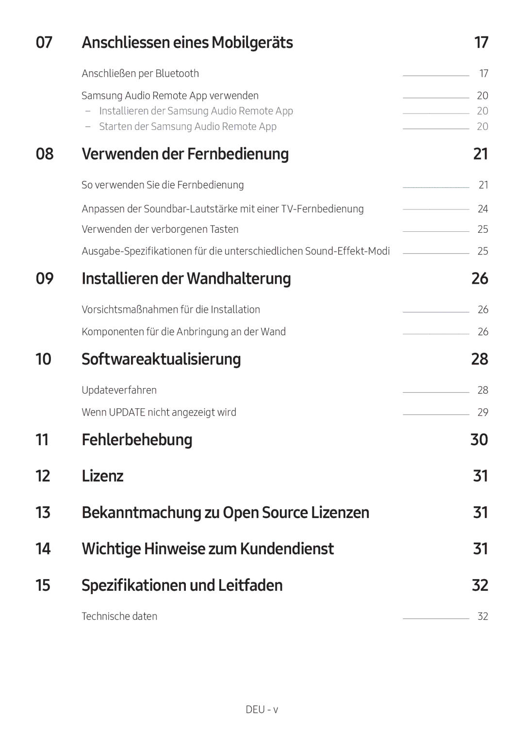 Samsung HW-M4510/XE manual Anschliessen eines Mobilgeräts, Verwenden der Fernbedienung, Installieren der Wandhalterung 