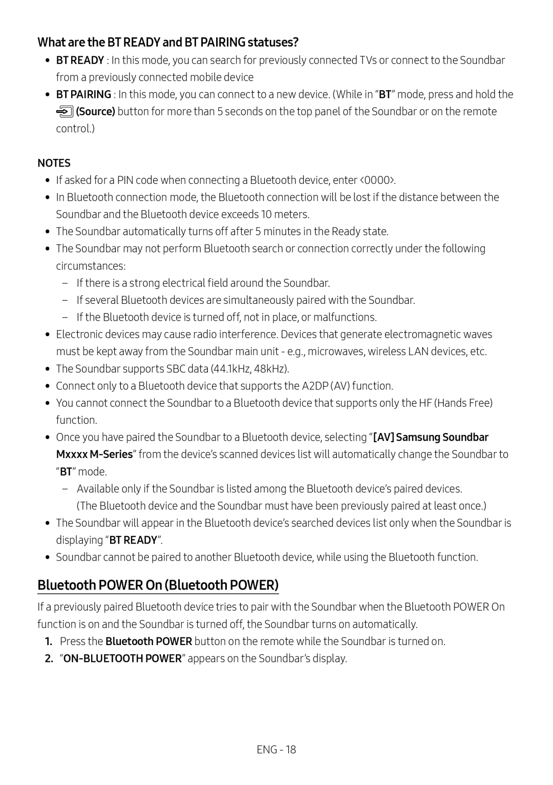 Samsung HW-M4500/EN, HW-M4500/ZG manual Bluetooth Power On Bluetooth Power, What are the BT Ready and BT Pairing statuses? 