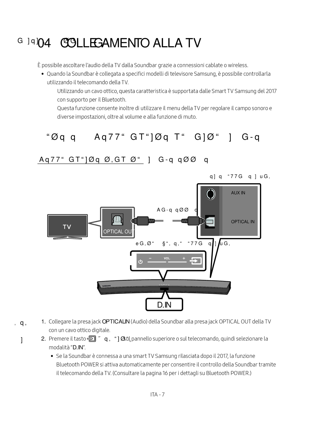 Samsung HW-M4500/EN Collegamento alla TV, Metodo 1. Collegamento mediante un cavo, Collegamento tramite un cavo ottico 