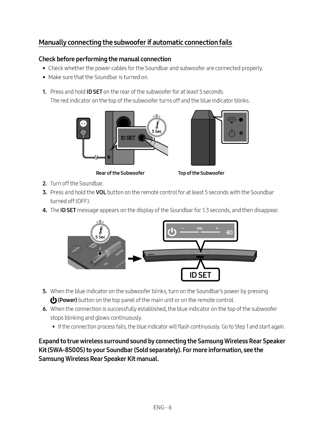 Samsung HW-M4501/EN Check before performing the manual connection, Rear of the Subwoofer 