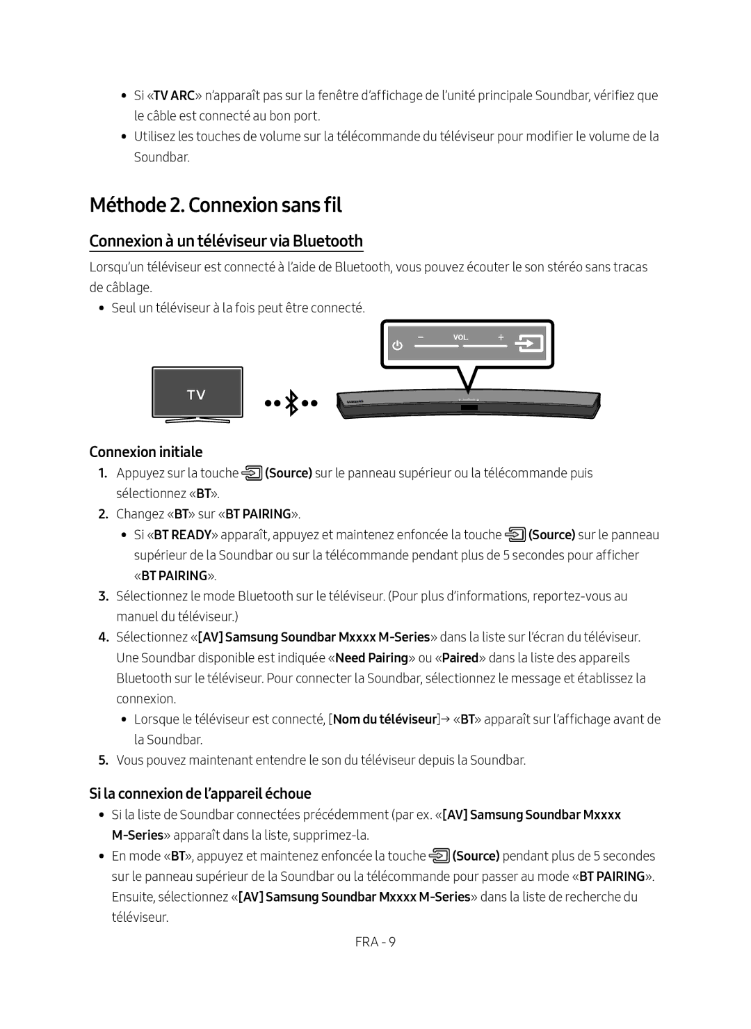 Samsung HW-M4501/EN manual Méthode 2. Connexion sans fil, Connexion à un téléviseur via Bluetooth, Connexion initiale 