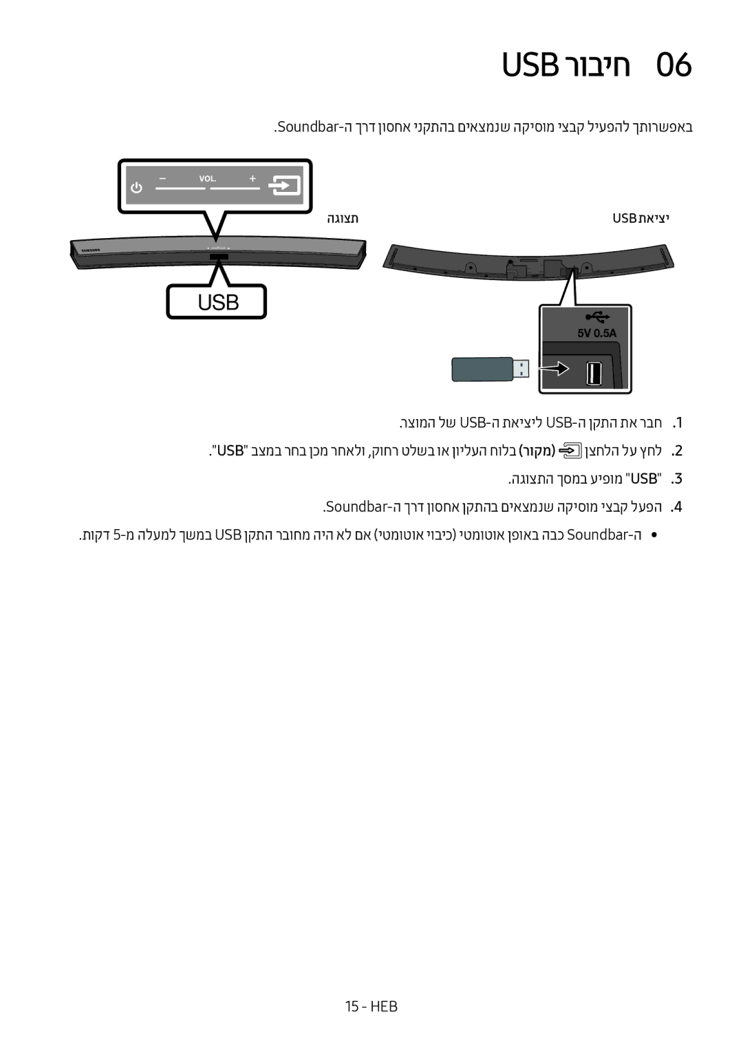 Samsung HW-M4501/SQ manual USB רוביח0, הגוצת 