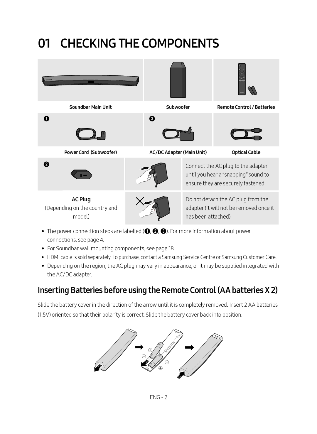 Samsung HW-M4501/SQ manual Checking the Components 