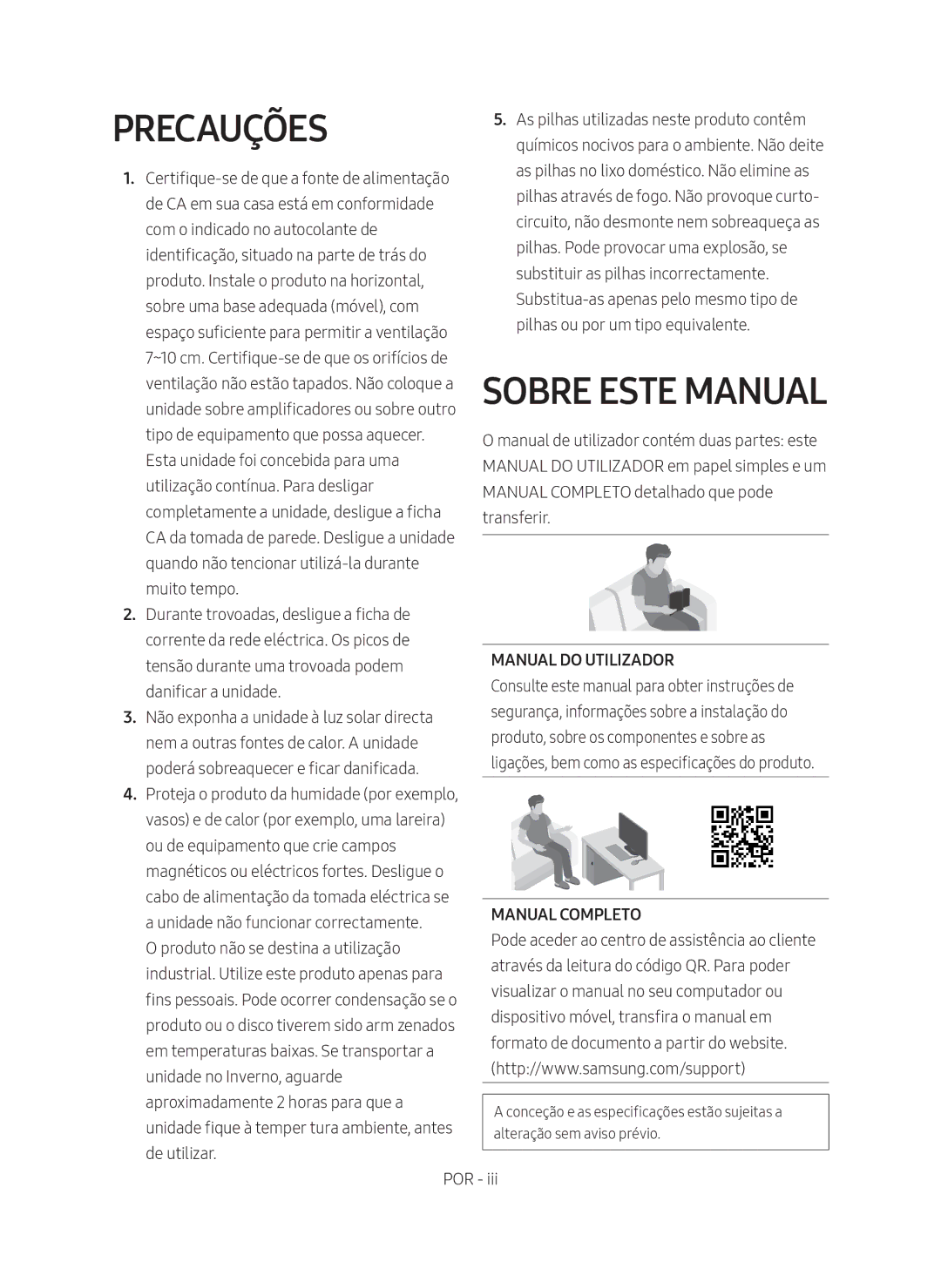 Samsung HW-M4501/ZF manual Precauções, Sobre Este Manual 