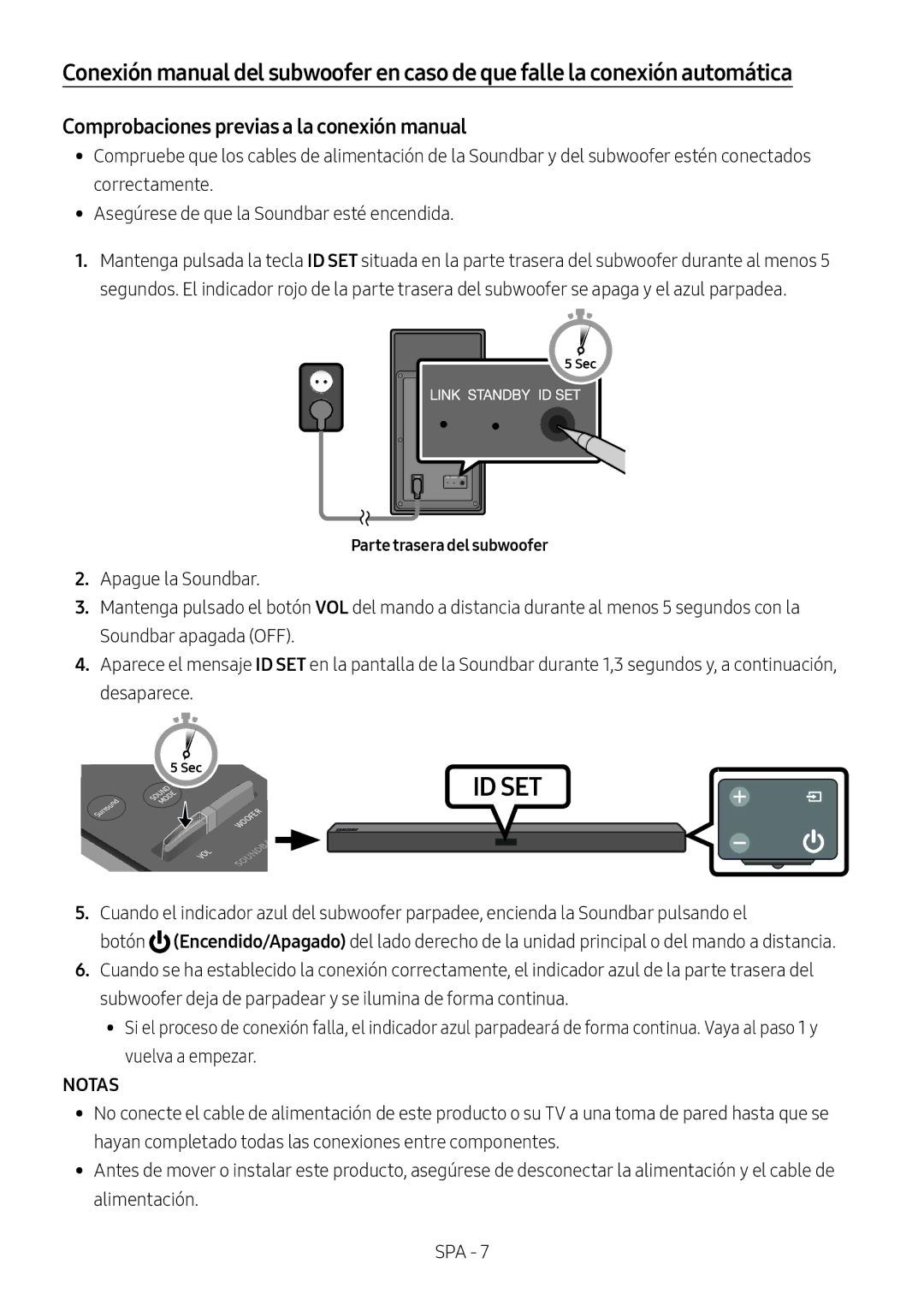 Samsung HW-M460/XE, HW-M450/EN, HW-M450/ZG, HW-M450/ZF manual Notas, Parte trasera del subwoofer 