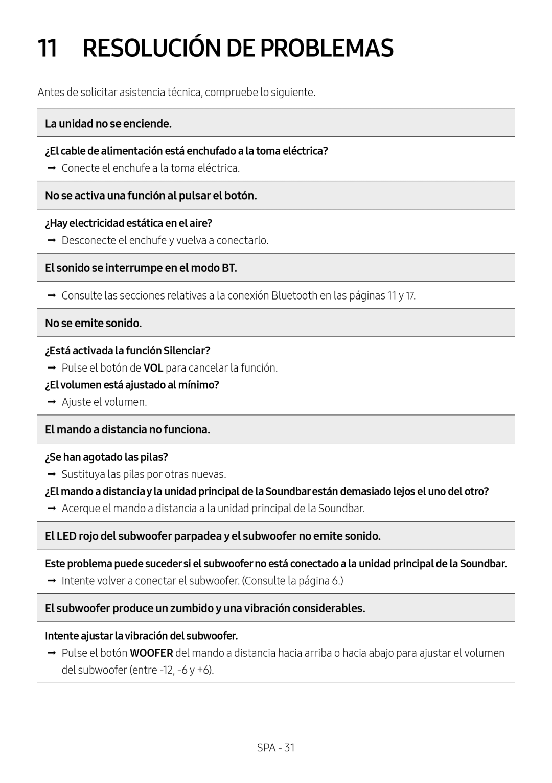 Samsung HW-M460/XE, HW-M450/EN, HW-M450/ZG, HW-M450/ZF manual Resolución DE Problemas 