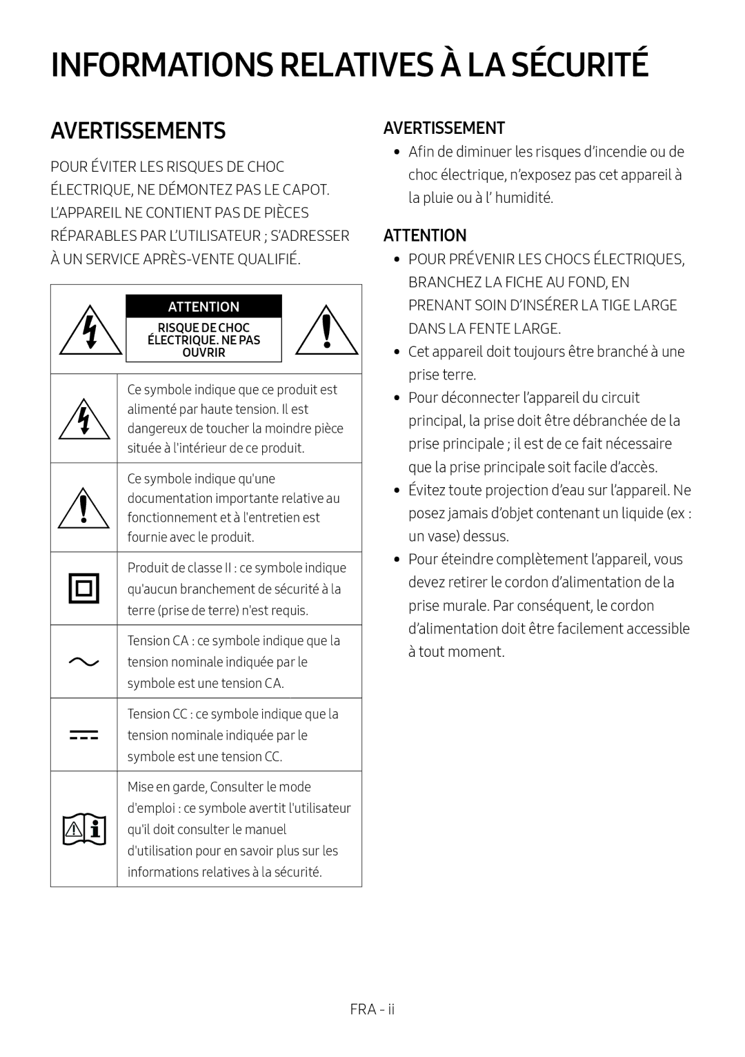 Samsung HW-M460/XE, HW-M450/EN, HW-M450/ZG, HW-M450/ZF manual Informations Relatives À LA Sécurité 