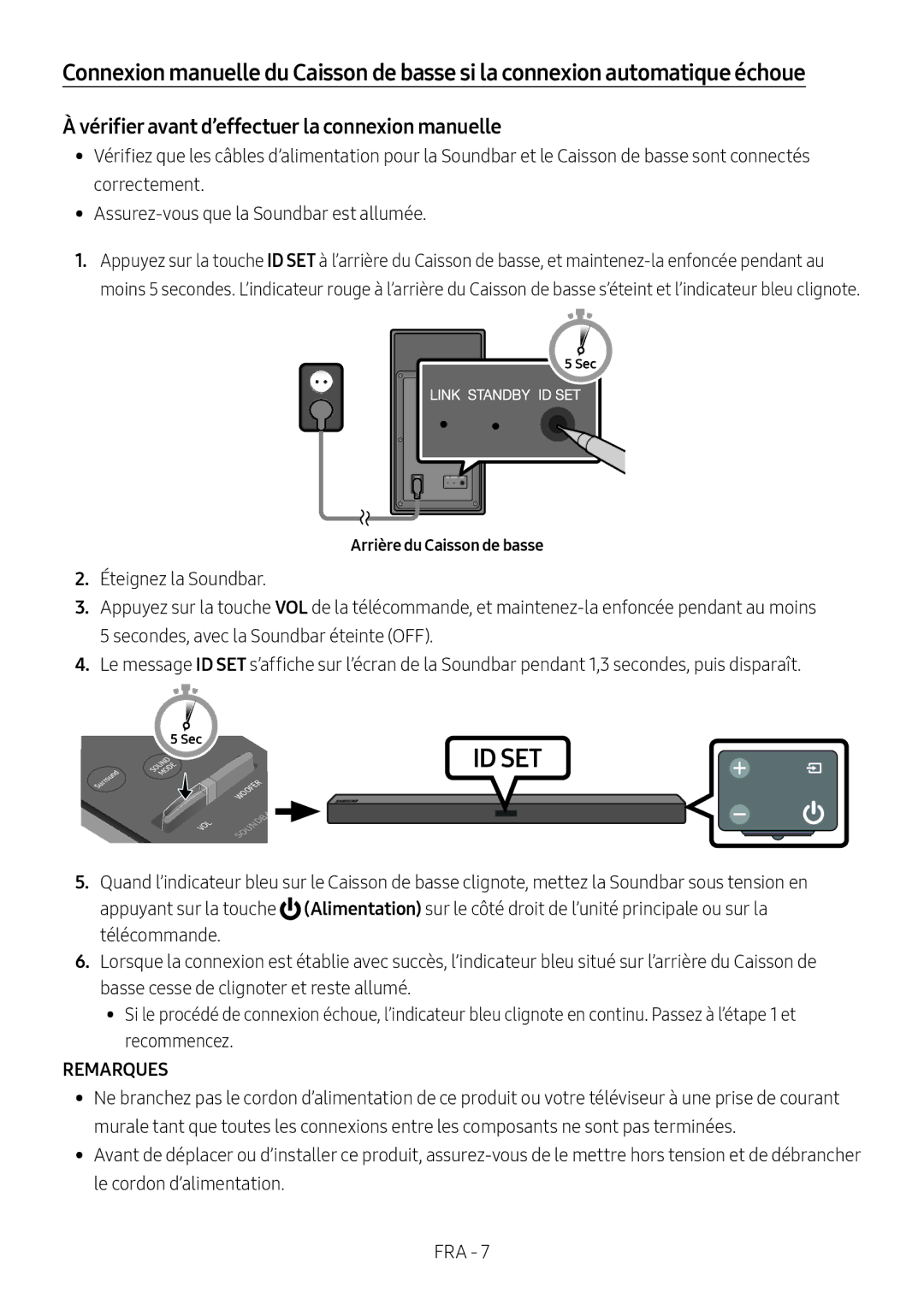 Samsung HW-M450/EN, HW-M450/ZG, HW-M450/ZF, HW-M460/XE manual Remarques, Arrière du Caisson de basse 