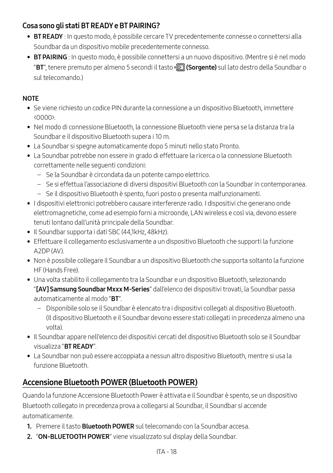 Samsung HW-M450/EN, HW-M450/ZG manual Accensione Bluetooth Power Bluetooth Power, Cosa sono gli stati BT Ready e BT PAIRING? 