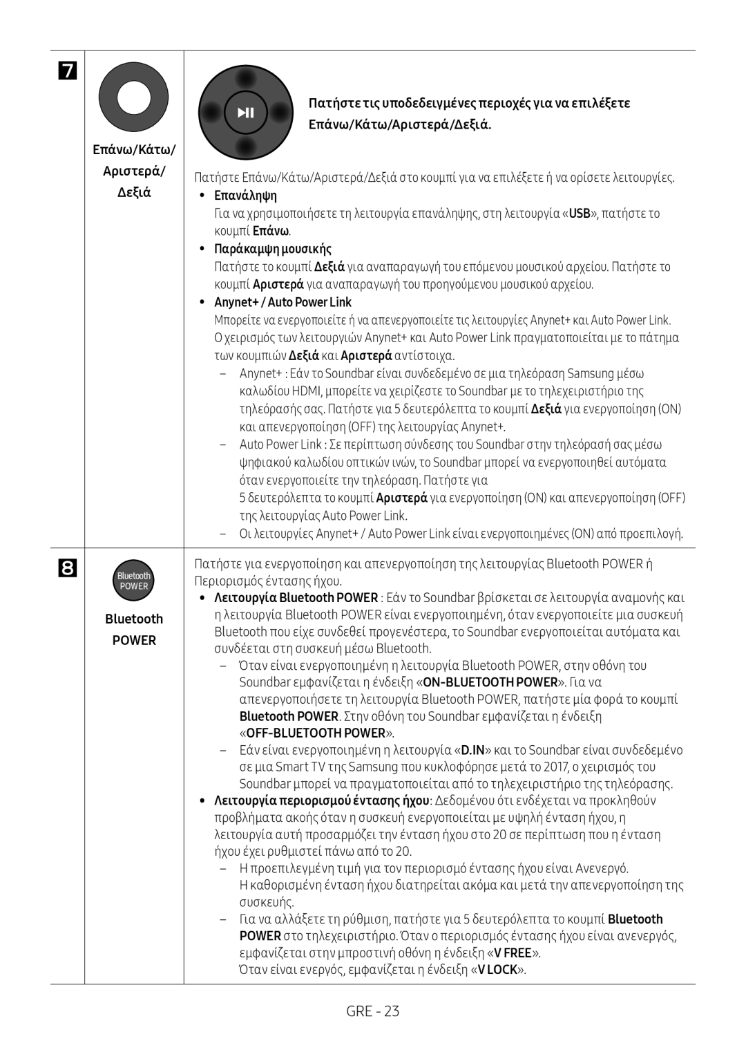 Samsung HW-M450/ZF Πατήστε τις υποδεδειγμένες περιοχές για να επιλέξετε, Επάνω/Κάτω Επάνω/Κάτω/Αριστερά/Δεξιά, Επανάληψη 