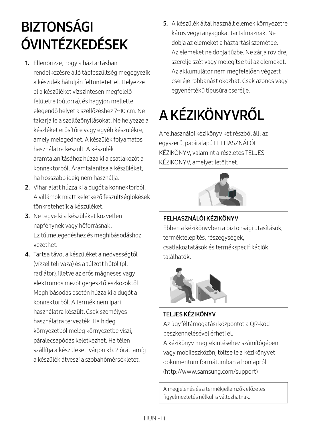 Samsung HW-M460/XE, HW-M450/EN, HW-M450/ZG, HW-M450/ZF manual Kézikönyvről, Felhasználói Kézikönyv, Teljes Kézikönyv 