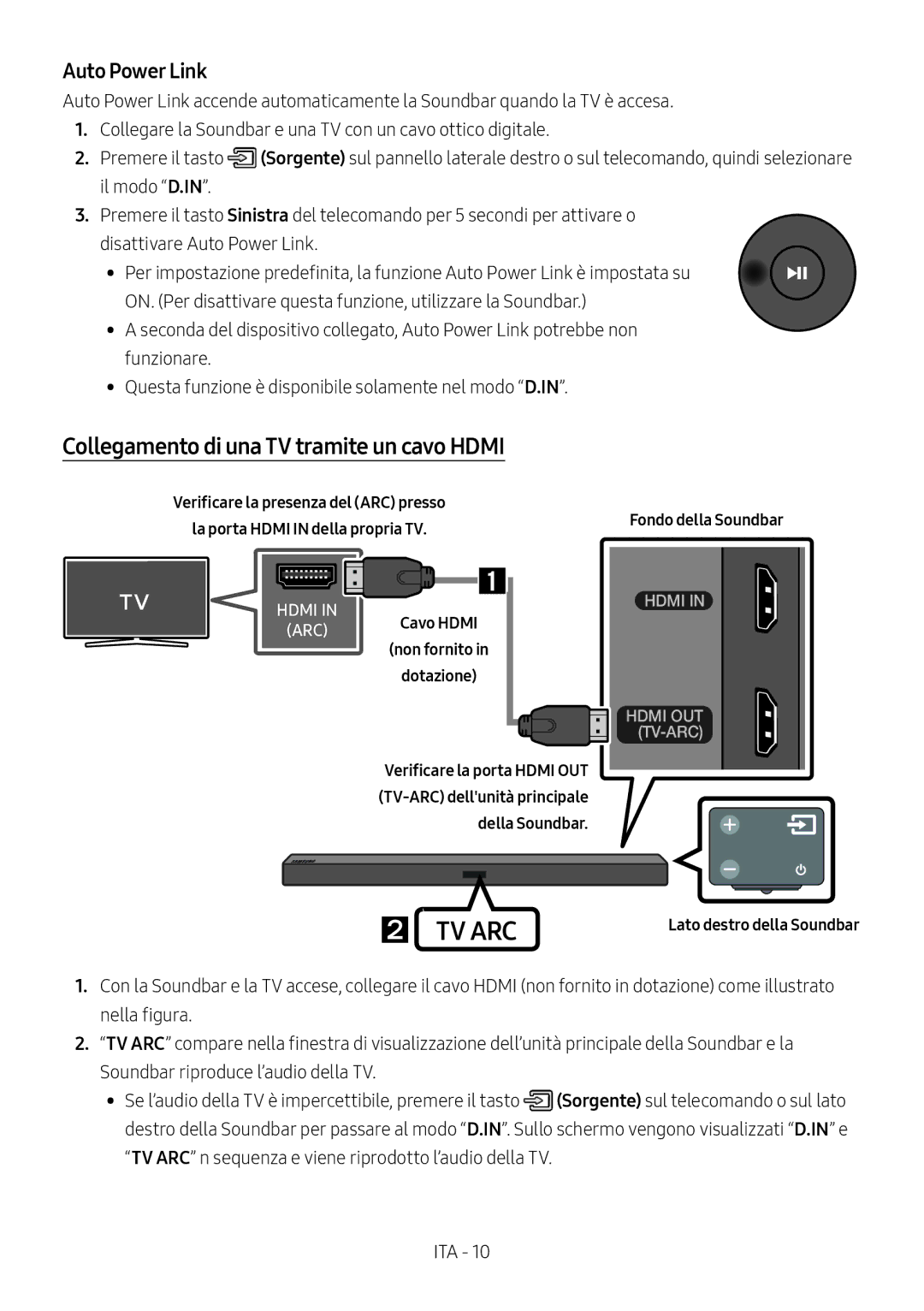 Samsung HW-M460/XE, HW-M450/EN, HW-M450/ZG manual Collegamento di una TV tramite un cavo Hdmi, Lato destro della Soundbar 