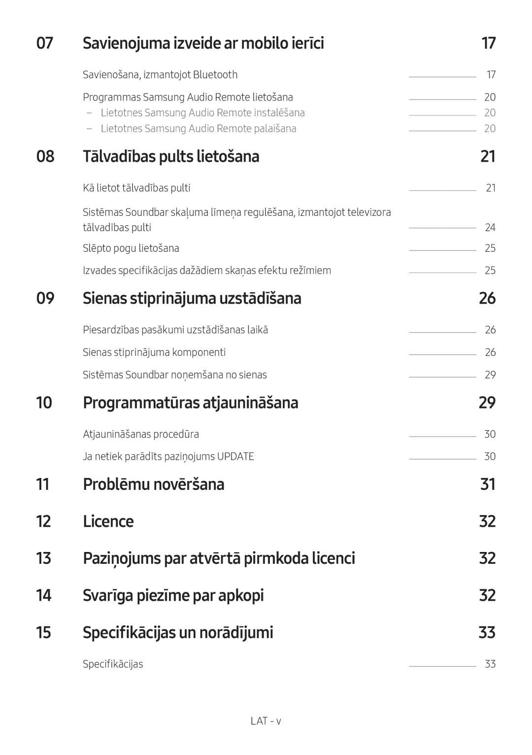 Samsung HW-M460/XE manual Savienojuma izveide ar mobilo ierīci, Tālvadības pults lietošana, Sienas stiprinājuma uzstādīšana 