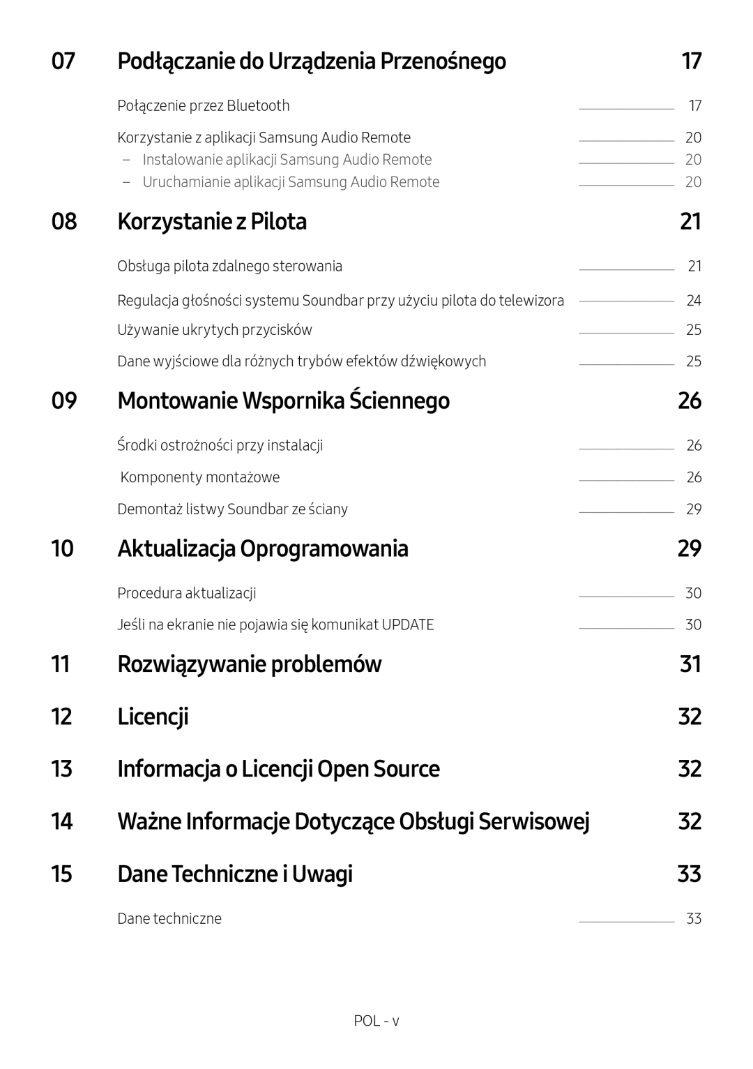 Samsung HW-M450/ZG, HW-M450/EN Podłączanie do Urządzenia Przenośnego, Korzystanie z Pilota, Montowanie Wspornika Ściennego 