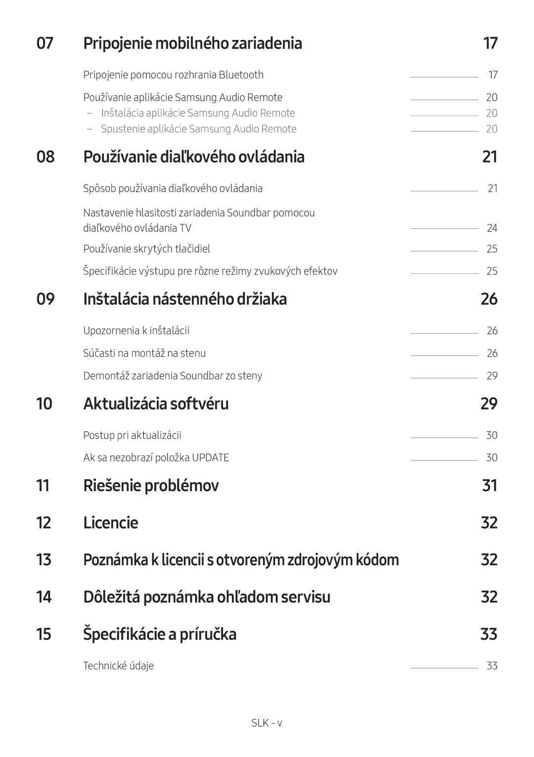 Samsung HW-M450/EN manual Pripojenie mobilného zariadenia, Používanie diaľkového ovládania, Inštalácia nástenného držiaka 