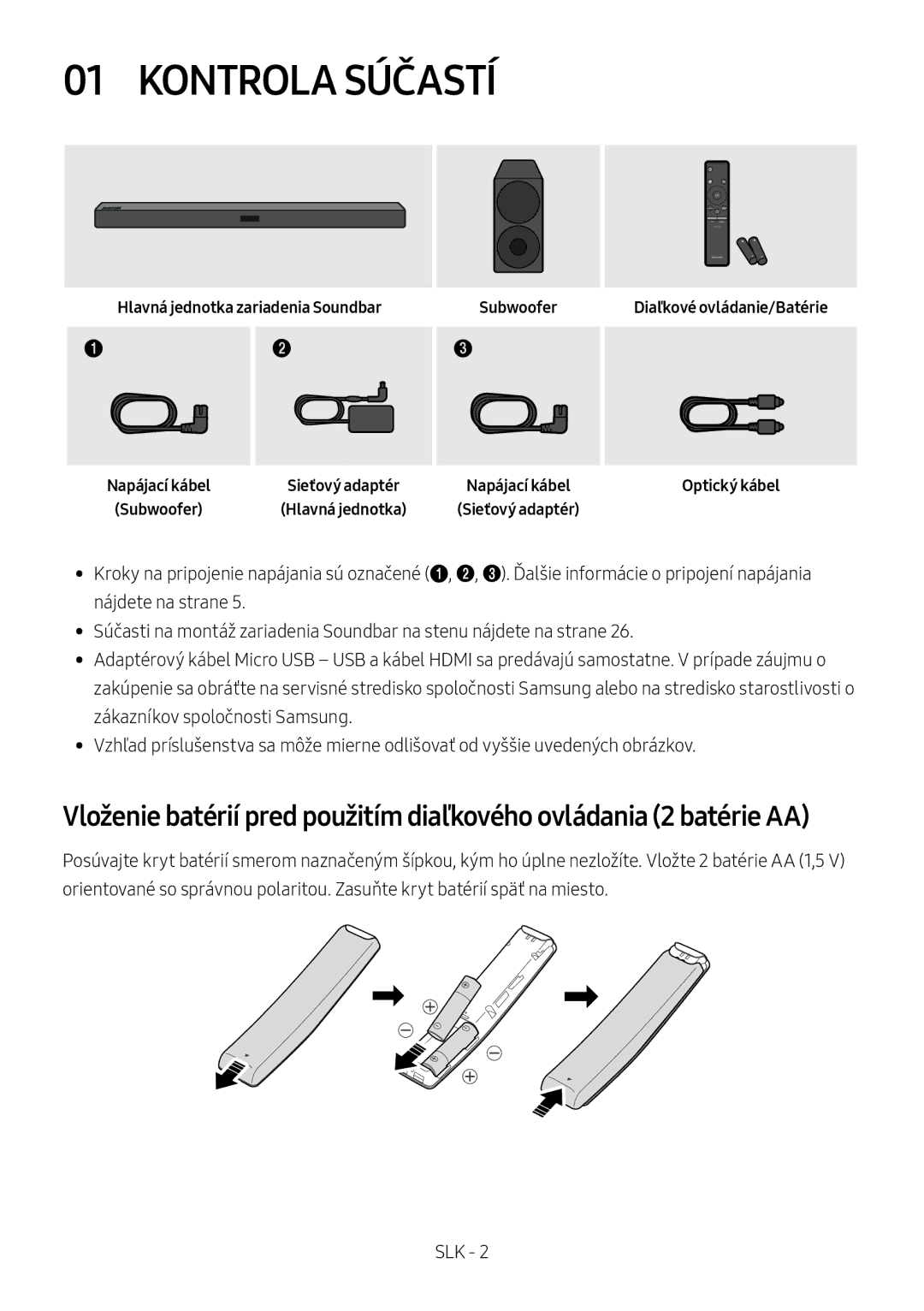 Samsung HW-M450/ZG, HW-M450/EN, HW-M450/ZF, HW-M460/XE manual Kontrola Súčastí, Hlavná jednotka zariadenia Soundbar 