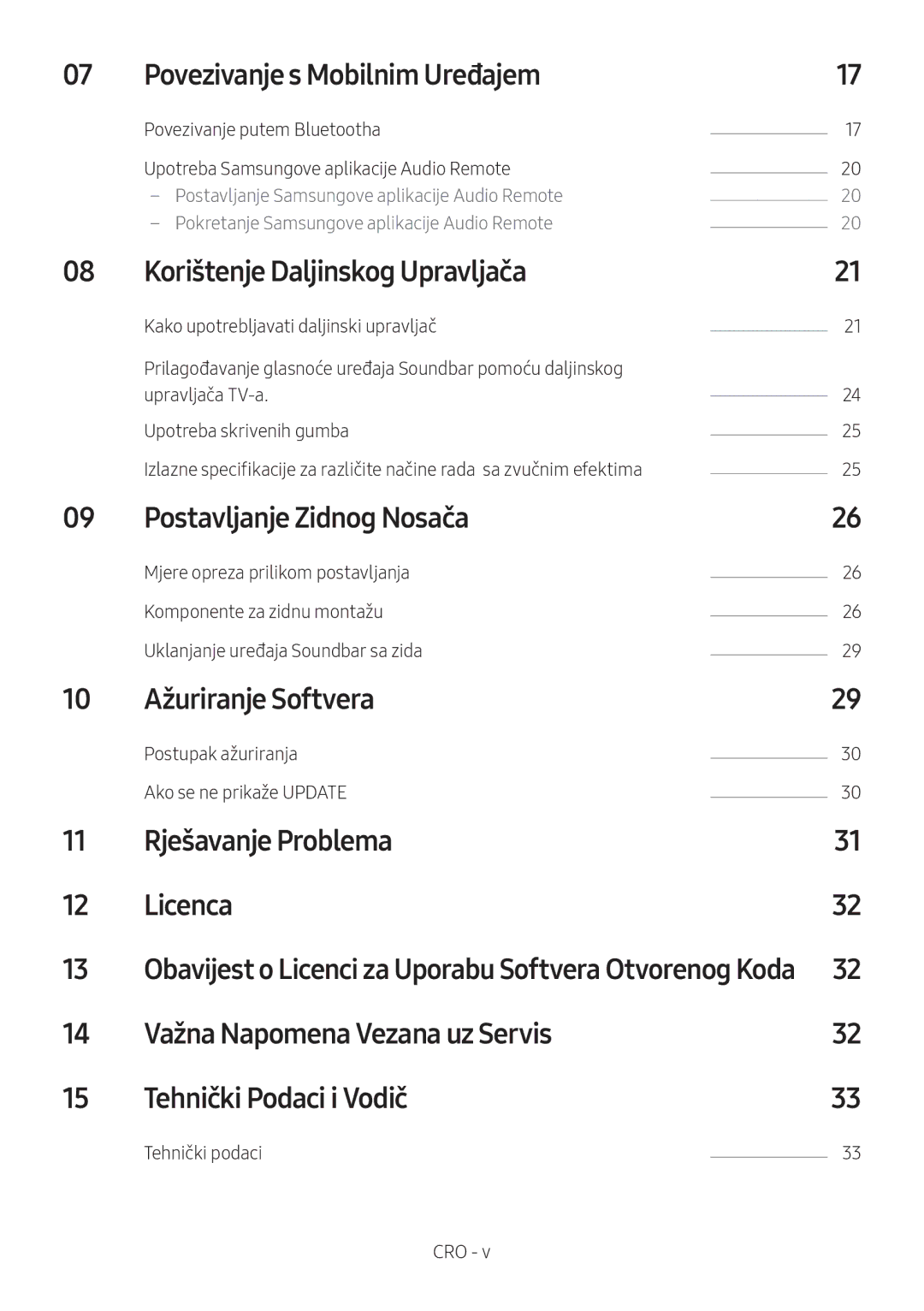 Samsung HW-M460/XE manual Povezivanje s Mobilnim Uređajem, Korištenje Daljinskog Upravljača, Postavljanje Zidnog Nosača 