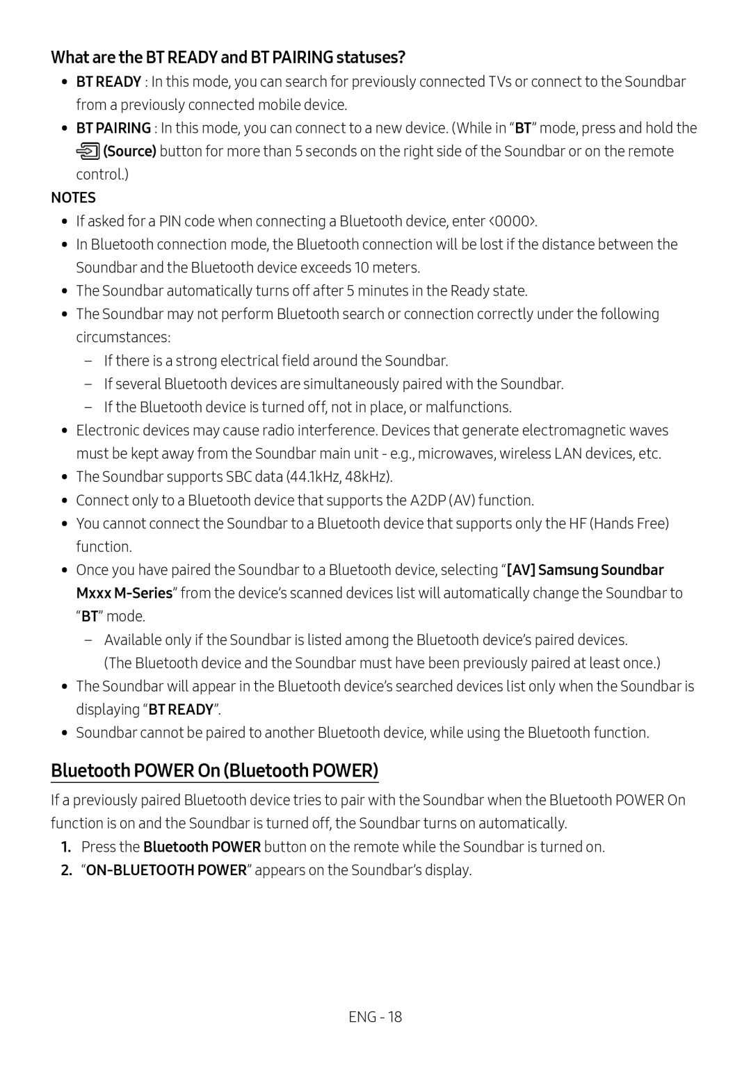 Samsung HW-M450/ZF, HW-M450/EN manual Bluetooth Power On Bluetooth Power, What are the BT Ready and BT Pairing statuses? 