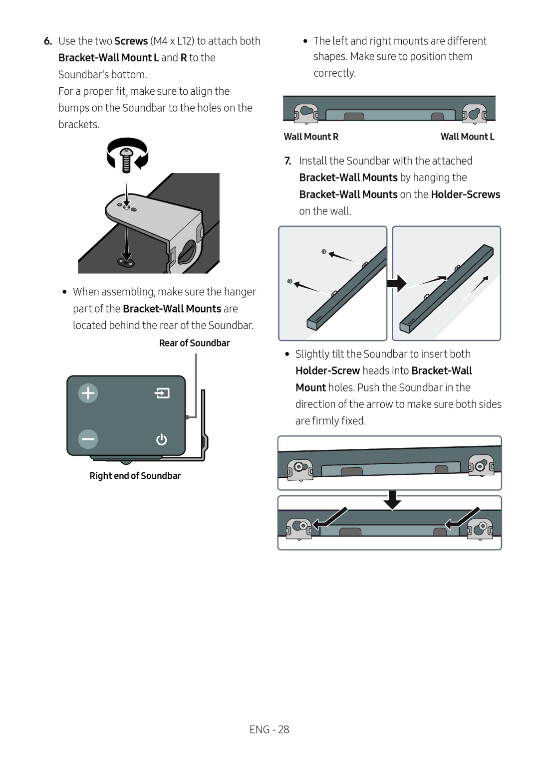 Samsung HW-M450/EN, HW-M450/ZG, HW-M450/ZF, HW-M460/XE manual Holder-Screw heads into Bracket-Wall, Wall Mount R 