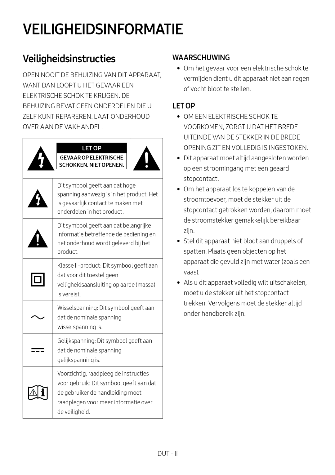 Samsung HW-M450/EN, HW-M450/ZG, HW-M450/ZF, HW-M460/XE manual Veiligheidsinformatie, Veiligheidsinstructies 