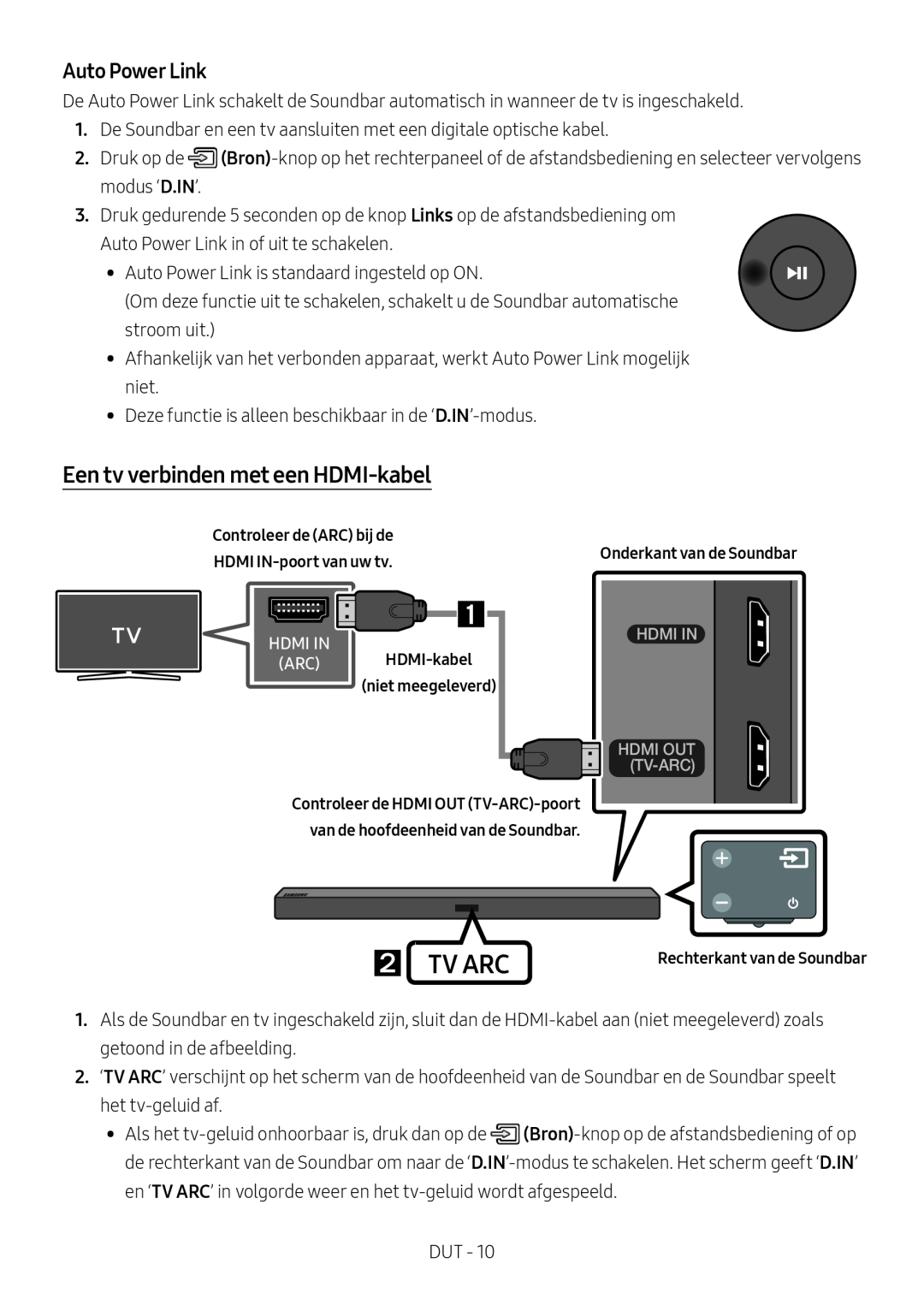 Samsung HW-M450/EN, HW-M450/ZG, HW-M450/ZF, HW-M460/XE manual Een tv verbinden met een HDMI-kabel,  Tv Arc, Auto Power Link 