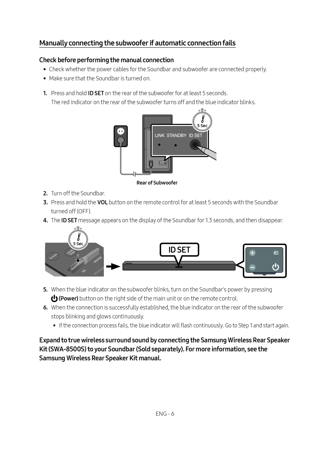 Samsung HW-M450/ZG, HW-M450/EN, HW-M450/ZF Id Set, Check before performing the manual connection 