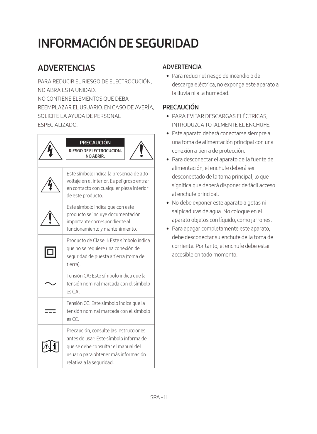 Samsung HW-M450/EN, HW-M450/ZG, HW-M450/ZF manual Información DE Seguridad, Advertencias 