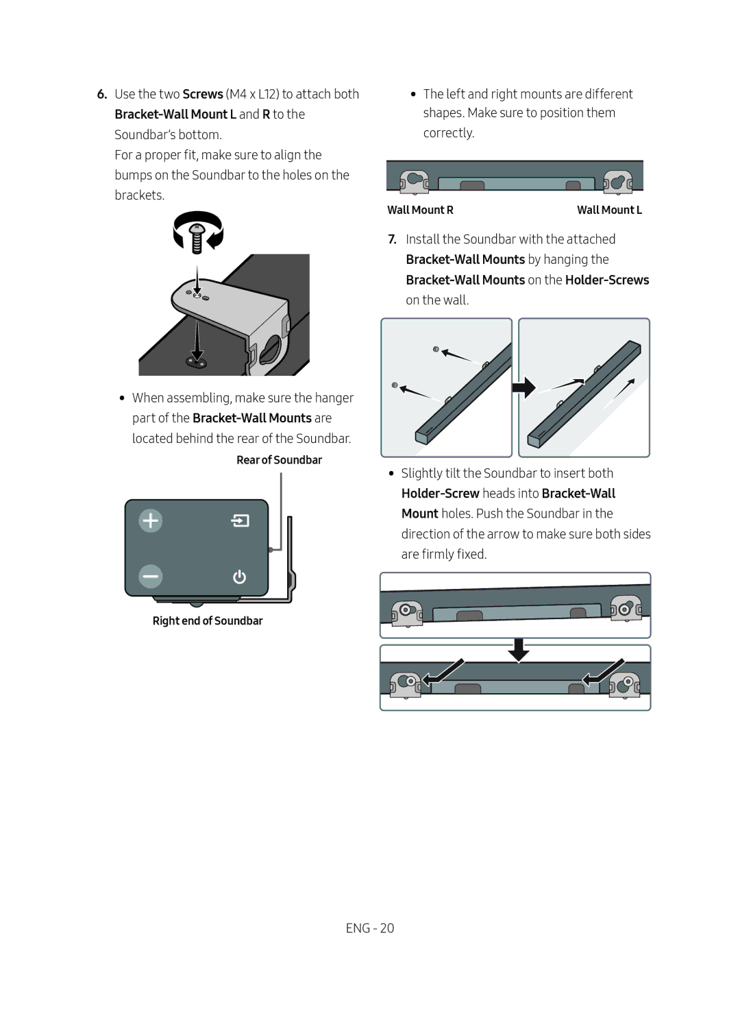 Samsung HW-M450/EN, HW-M450/ZG, HW-M450/ZF manual Holder-Screw heads into Bracket-Wall, Wall Mount R 