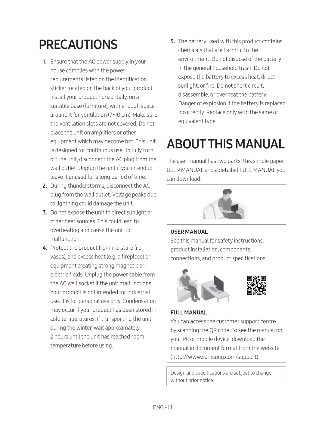 Samsung HW-M450/EN, HW-M450/ZG, HW-M450/ZF manual Precautions, About this Manual 