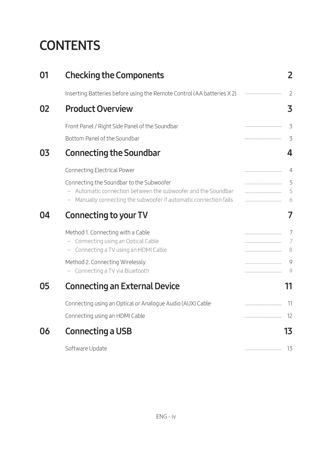 Samsung HW-M450/ZG, HW-M450/EN, HW-M450/ZF manual Contents 