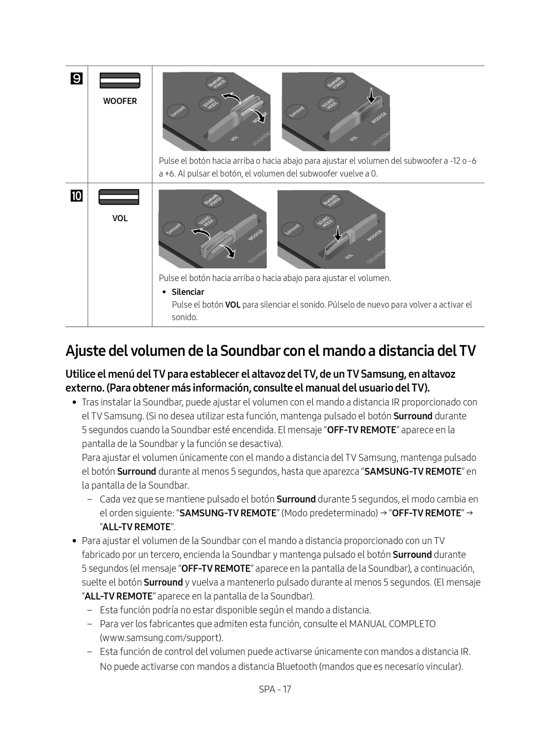 Samsung HW-M450/ZG, HW-M450/EN, HW-M450/ZF manual Ajuste del volumen de la Soundbar con el mando a distancia del TV 