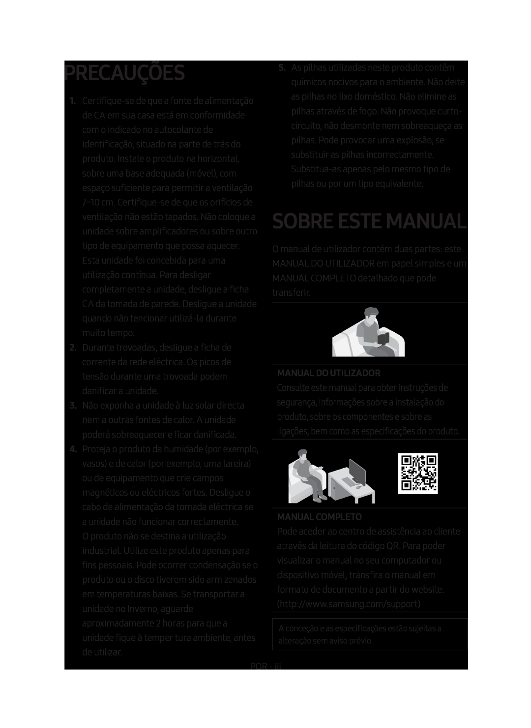 Samsung HW-M450/EN, HW-M450/ZG, HW-M450/ZF manual Precauções, Sobre Este Manual, Manual Do Utilizador, Manual Completo 