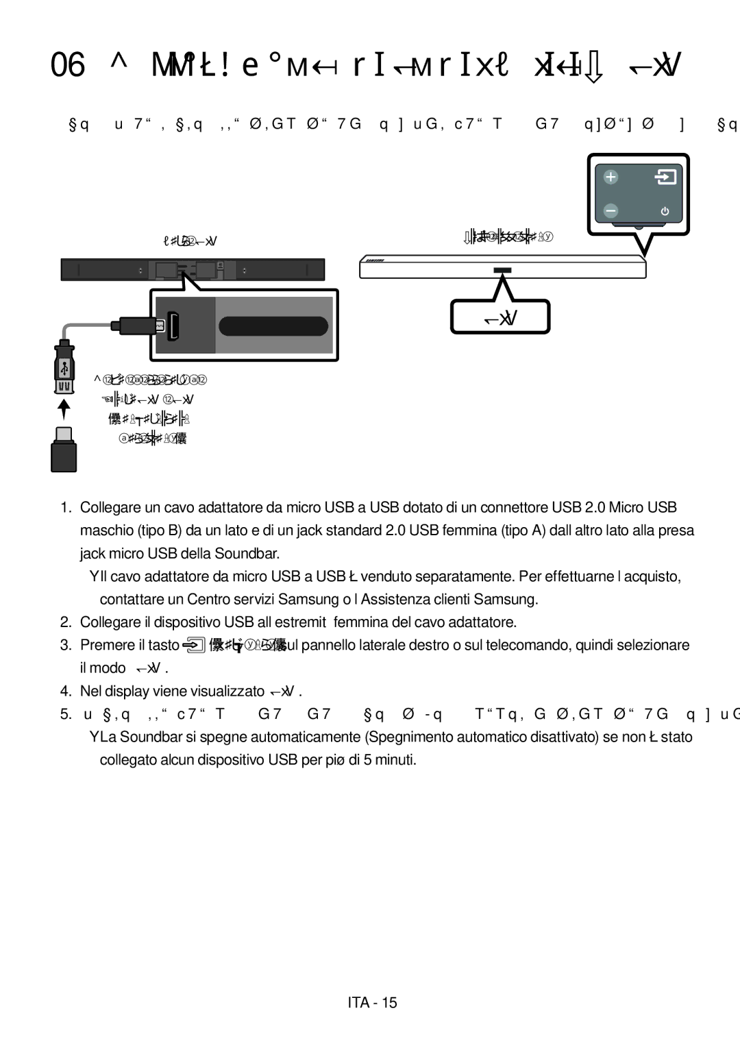 Samsung HW-M450/EN, HW-M450/ZG manual Porta USB Visualizzazione, Cavo adattatore da Micro USB a USB Non fornito Dotazione 