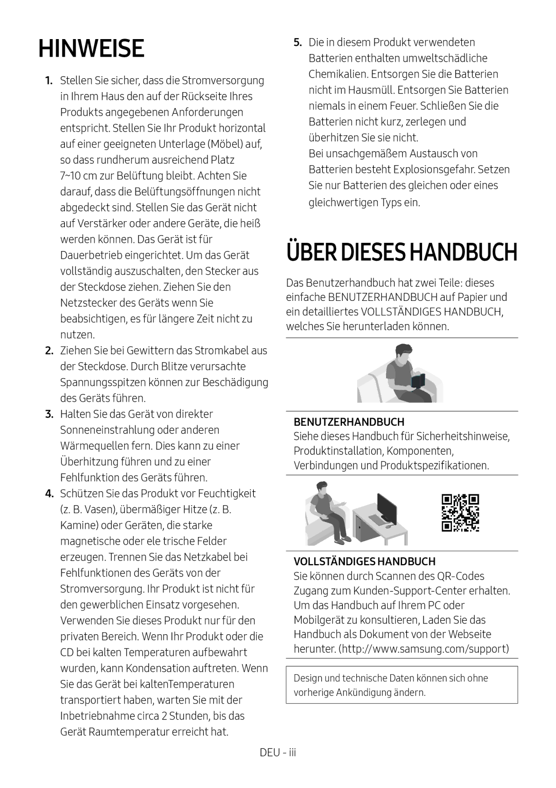 Samsung HW-M450/EN, HW-M450/ZG manual Hinweise, Benutzerhandbuch, Vollständiges Handbuch 