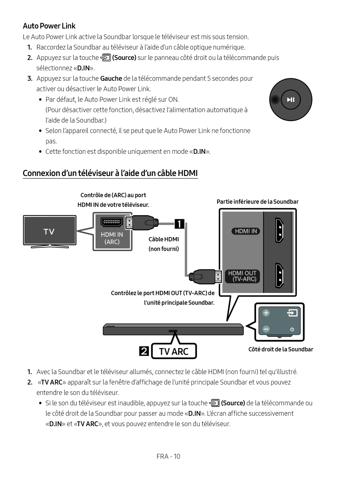 Samsung HW-M450/EN Connexion d’un téléviseur à l’aide d’un câble Hdmi, Contrôle de ARC au port Hdmi in de votre téléviseur 