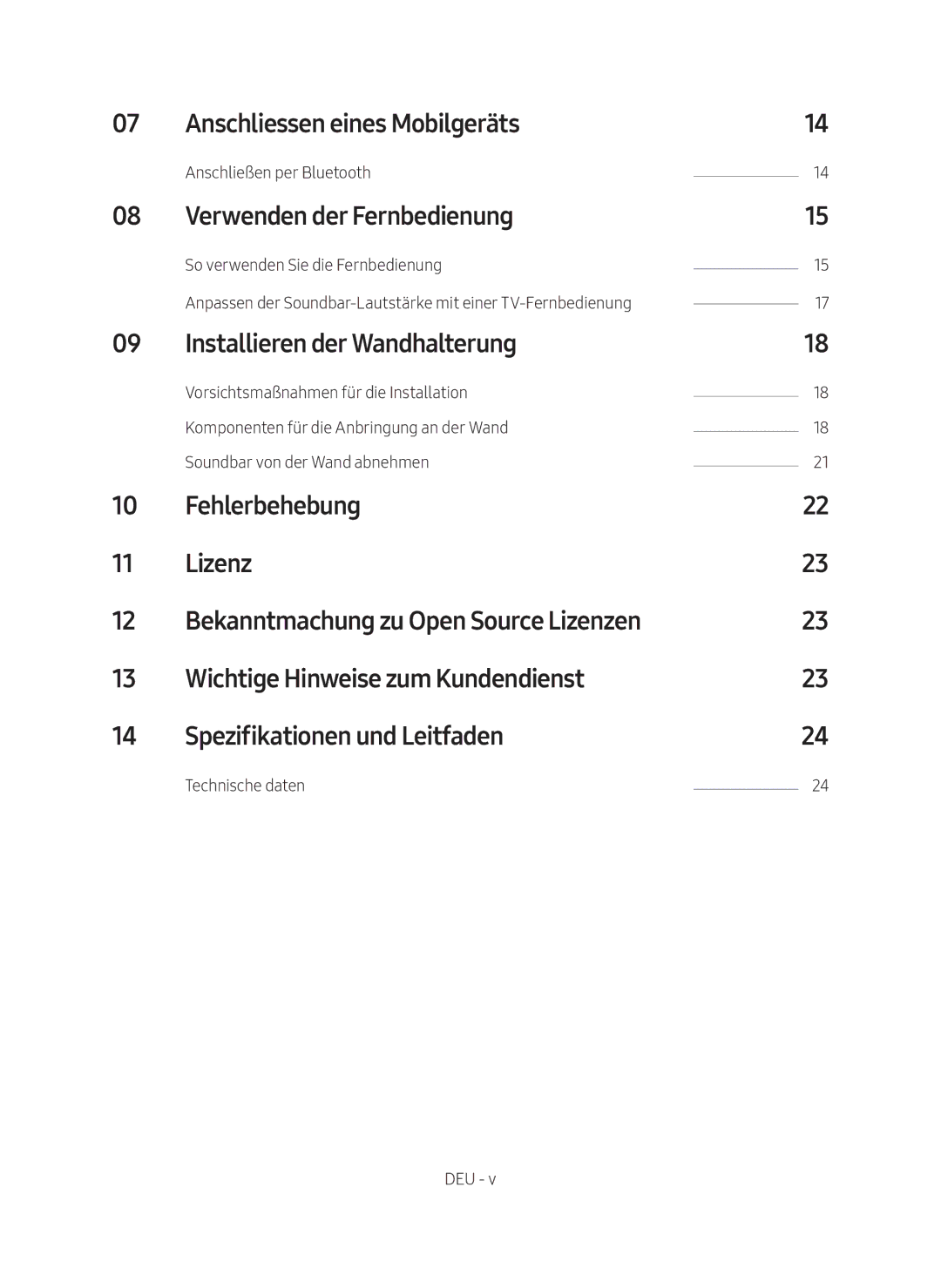 Samsung HW-M450/ZG, HW-M450/EN Anschliessen eines Mobilgeräts, Verwenden der Fernbedienung, Installieren der Wandhalterung 